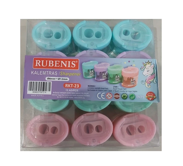 Rubenis Kalemtraş Pastel 4 Renkli Oval Çift Açacaklı Rkt-23 (12 Li Paket) ürün görseli 1