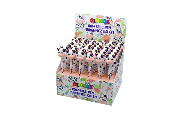 Globox İnek Figürlü Tükenmez Kalem 0.7Mm Yazım Rengi Mavi 3500 (36 Lı Paket) ürün görseli 1