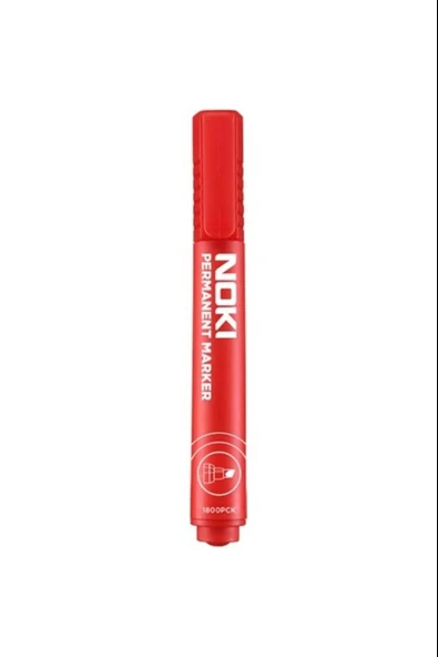 Noki Permanent Markör Kalem Kesik Uç Kırmızı 1800 (12 Li Paket) ürün görseli 1