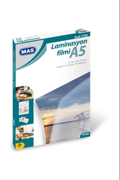 Mas Laminasyon Filmi Parlak A5 125 Mic 7705 (100 Lü Paket) ürün görseli 1