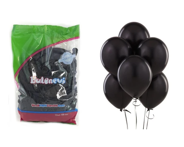 Bafix 12" Baski Balonu Metalik Siyah BBM12100-07 (100 Lü Paket) ürün görseli 1