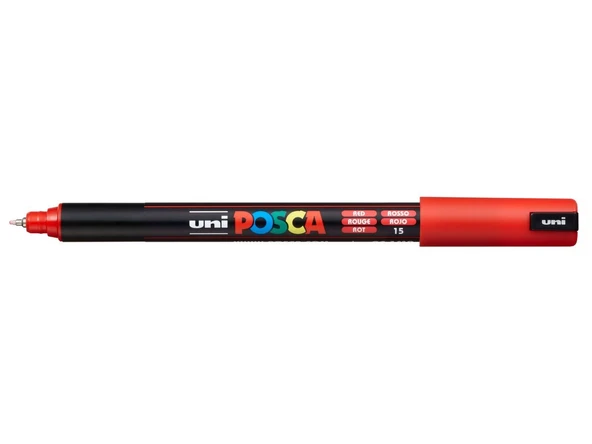 Uni-Ball Posca 0.7 Su Bazlı Poster Markör Kalem Kırmızı PC-1MR (6 LIı Paket) ürün görseli 1