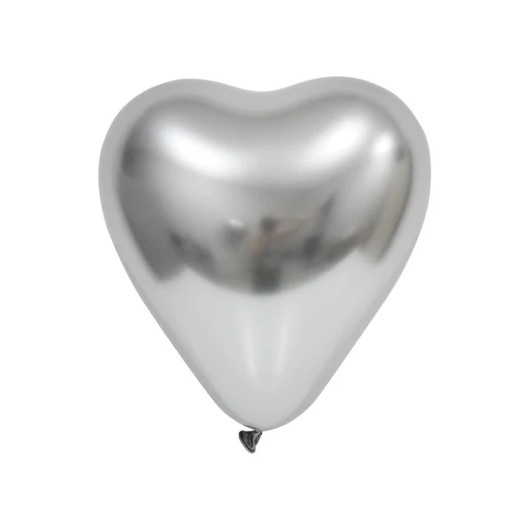 Bafix Balon 12" Krom Kalp Silver (50 Li Paket) ürün görseli 1