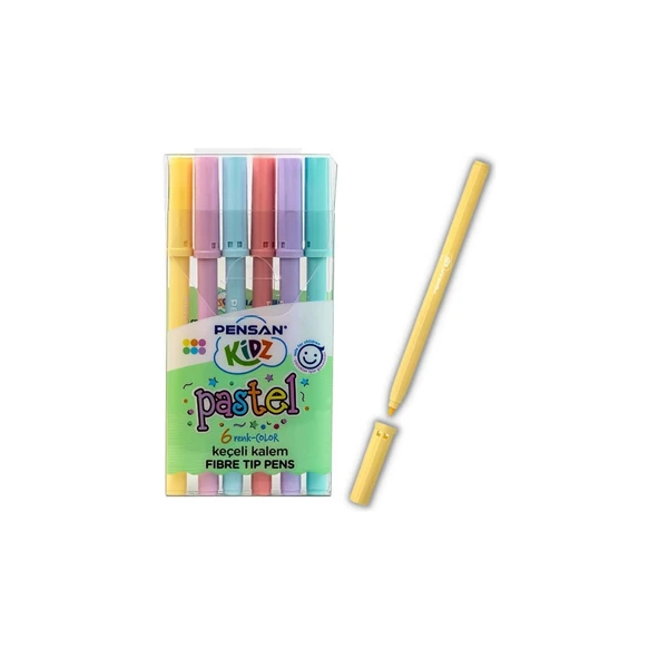Pensan Keçeli Kalem 6 Renk Pastel Kesik Uç PE99096KÇ6 ürün görseli 1
