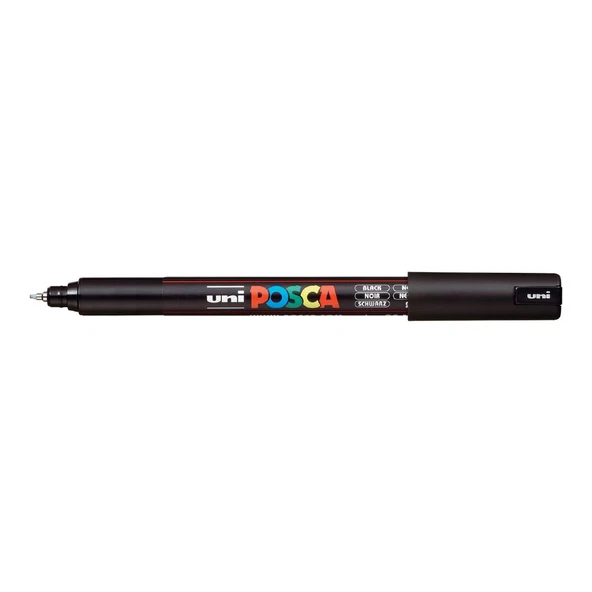 Uni-Ball Posca 0.7 Su Bazlı Poster Markör Kalem Siyah PC-1MR (6 Lı Paket) ürün görseli 1