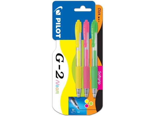 Pilot Roller Kalem Jel Mürekkepli 0.7 Mm 3 Renk Neon (Sarı-Pembe-Yeşil) BL-G2-7-3 ürün görseli 1