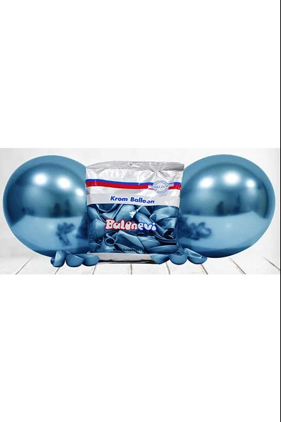 Bafix Balon 12" Krom Mavi (50 Li Paket) - Resim 2