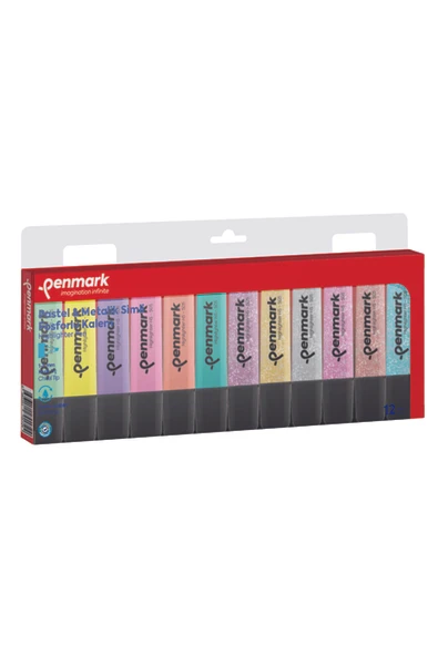 Penmark Fosforlu Kalem (İşaret Kalemi) 12 Li Karışık Renk 6 Pastel + 6 Simli HS50512PS ürün görseli 1