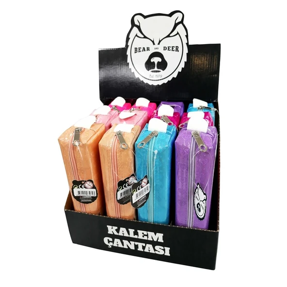 Bearanddeer Kalem Çantsı Küçük Boy Simli Kalp Desenli BD-KCS035 (Karışık Renk 1 Adet) ürün görseli 1