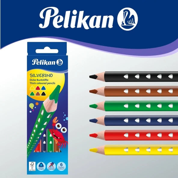 Pelikan Kuru Boya Kalemi Silverino Jumbo Üçgen 6 Renk 700610 ürün görseli 1