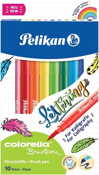 Pelikan Keçeli Kalem Colorella Fırça Uçlu 10 Renk P-814577 ürün görseli 1