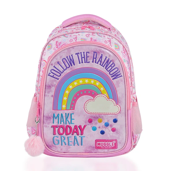 Muggle Okul Sırt Çantası Soft Rainbow Pembe Mu-6696 ürün görseli 1