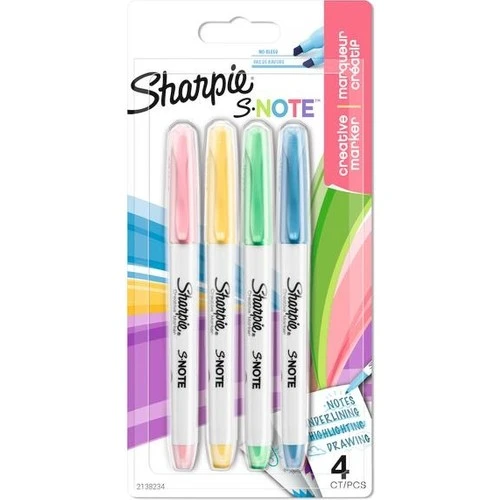 Sharpie Fosforlu Kalem Kreatif Markör Kalem Snote Çok İşlevli Kesik Uç 4 Renk Set Blister 2138234 ürün görseli 1