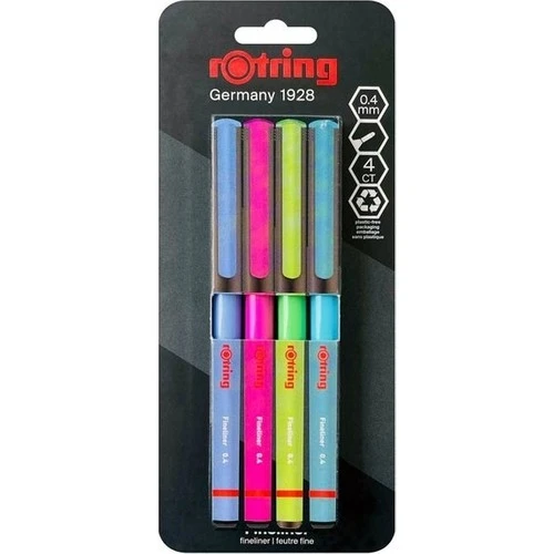 Rotring Liner Keçe Uçlu Kalem 0,4 Mm 4 Renk Blister Canlı Renkler 2166331 ürün görseli 1