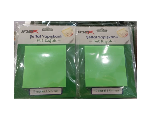 Inox Yapışkanlı Not Kağıdı Şeffaf 75X75Mm 80 Yaprak Yeşil 09674 (24 Koçan) ürün görseli 1