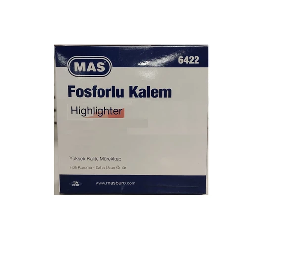 Mas Fosforlu Kalem (İşaret Kalemi) Pastel Mor 6422 (12 Li Paket) ürün görseli 1