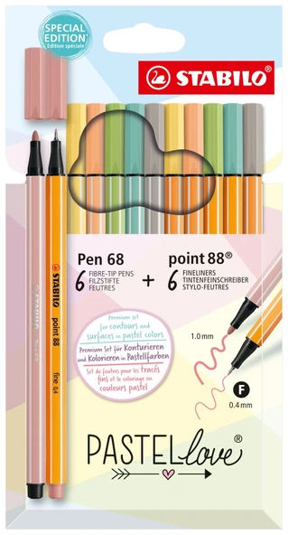 Stabilo Point 88 Pen 68 Pastel Fineliner Kalem 0,4Mm Love 12 Renk 6888/12-7-7 ürün görseli 1