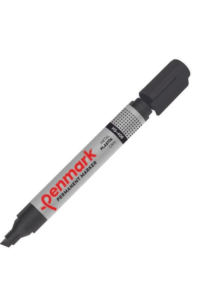 Penmark Permanent Marker Kalem Kesik Uç Siyah Hs406-01 (12 Li Paket) ürün görseli 1