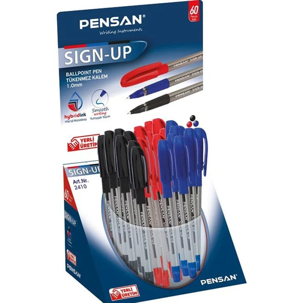 Pensan Tükenmez Kalem Sign Up 3 Renk Karışık 1.0Mm (60 Lı Stand) Pe2410S60 ürün görseli 1