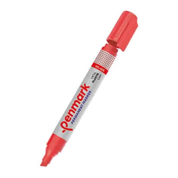 Penmark Permanent Marker Kalem Kesik Uç Kırmızı Hs406-03 (12 Li Paket) ürün görseli 1