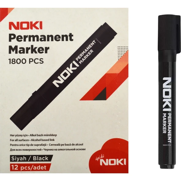 Noki Markör Kalem Kesik Uç Siyah 1800Pcs (12 Li Paket) ürün görseli 1