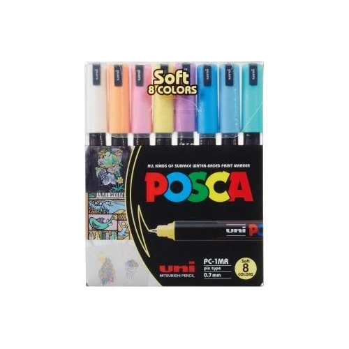 Uni-Ball Posca 0.7Mm Su Bazlı Poster Markör Kalem Soft 8 Renk ürün görseli 1
