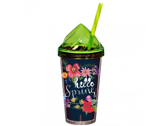 Herevin Desenli Çift Kat Pipetli Bardak Hello Spring 540 Cc 161349-003 ürün görseli 1