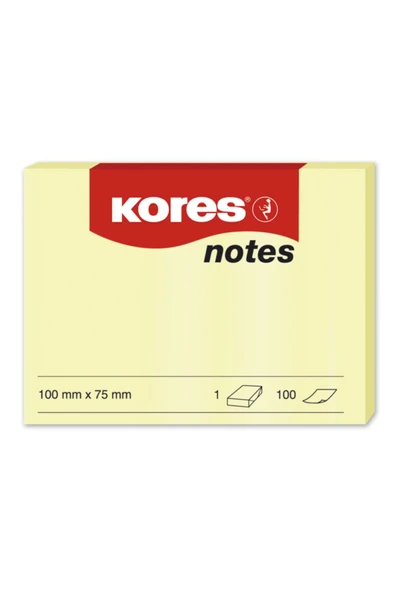 Kores Yapışkanlı Not Kağıdı Sarı 100X75Mm 100 Sayfa (12 Li Paket) ürün görseli 1