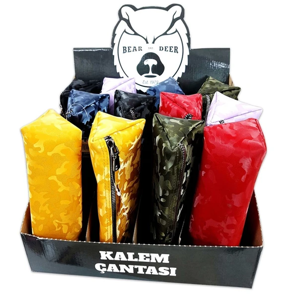Bearanddeer Kalem Çantası Üçgen Suni Deri Kamuflaj Desenli BD-KCS040 (Karışık Renk 1 Adet) ürün görseli 1
