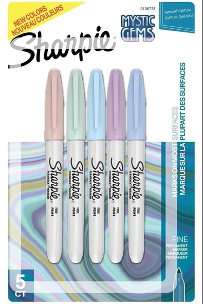 Sharpie Fine Permanent Markör Pastel Fosforlu Kalem Mystic Gems 5 Renk Blister Paket 2157670 ürün görseli 1