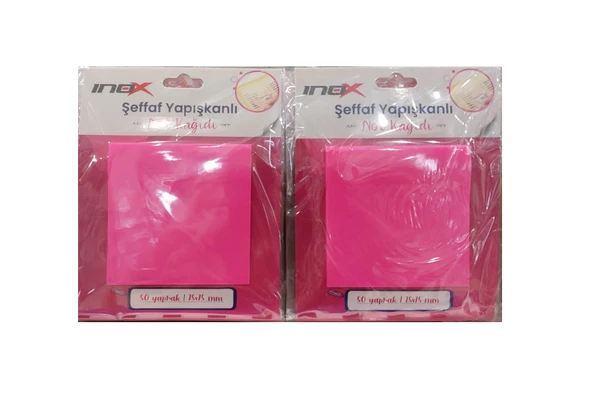 Inox Yapışkanlı Not Kağıdı Şeffaf 75X75Mm 80 Yaprak Pembe 09667 (24 Koçan) ürün görseli 1