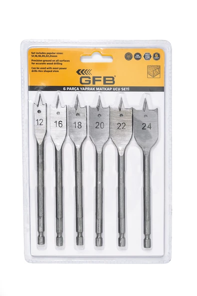 Gfb 2171 Yaprak Matkap Ucu Seti 6 Parça 12-16-18-20-22-24 mm ürün görseli 1