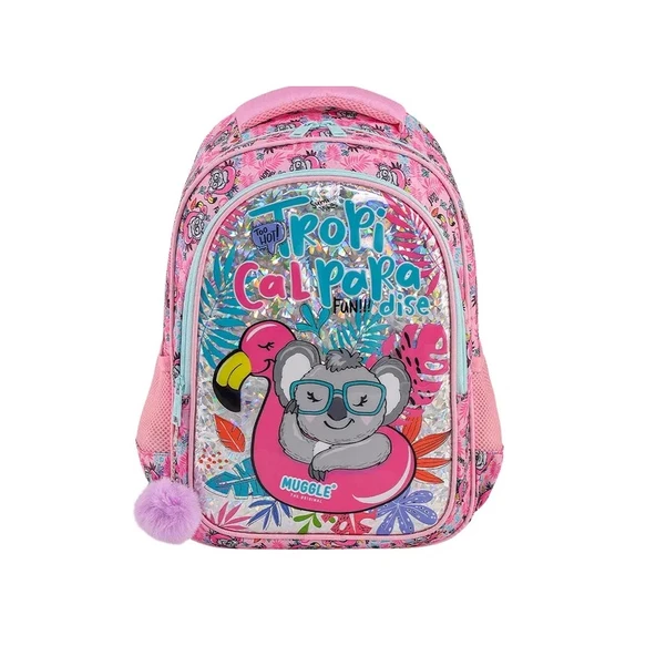 Muggle Okul Sırt Çantası Tropikal Pradice Pembe Mu-8904 ürün görseli 1
