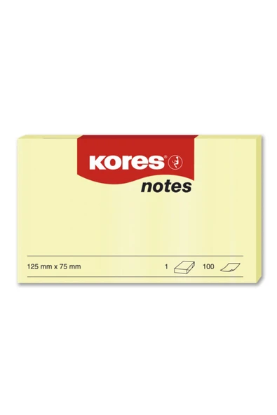 Kores Yapışkanlı Not Kağıdı Sarı 125X75Mm 100 Sayfa (12 Li Paket) ürün görseli 1