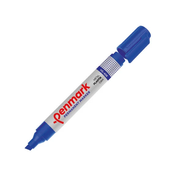 Penmark Permanent Marker Kalem Kesik Uç Mavi Hs406-02 (12 Li Paket) ürün görseli 1