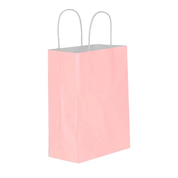 Umur Karton Hediye Çantası 12X32X40Cm Açık Pembe Beyaz Kraft  90 Gram  30013365  (25 Li Paket) ürün görseli 1