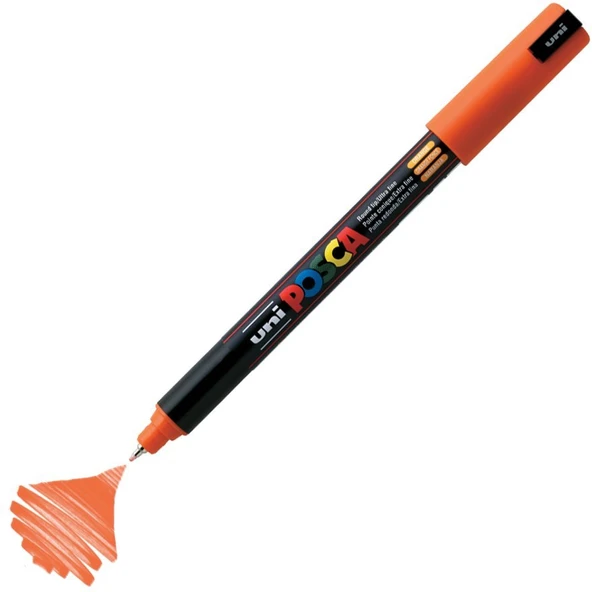 Uni-Ball Markör Boyama Kalemi Posca 0.7 Mm Su Bazlı Poster Turuncu PC-1MR (6 Lı Paket) ürün görseli 1