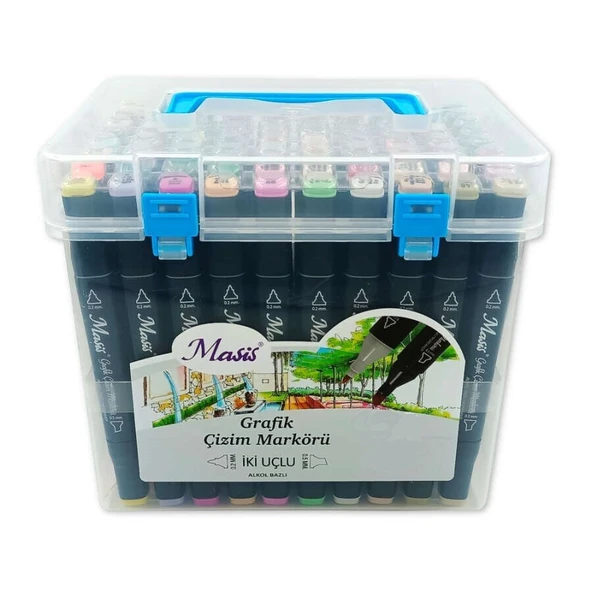 Masis Grafik Çizim Markör Kalemi Twin Çift Uçlu 0,2 Mm - 0,5 Mm 120 Renk Pp ÇM-PP120 ürün görseli 1