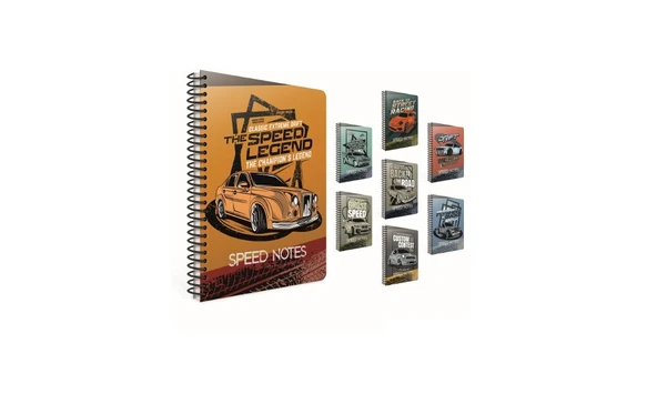 Gıpta Speed Notes Spiralli Karton Kapak Defter A4 80 Yaprak Kareli 4679 (Karışık Renk 1 Adet) ürün görseli 1