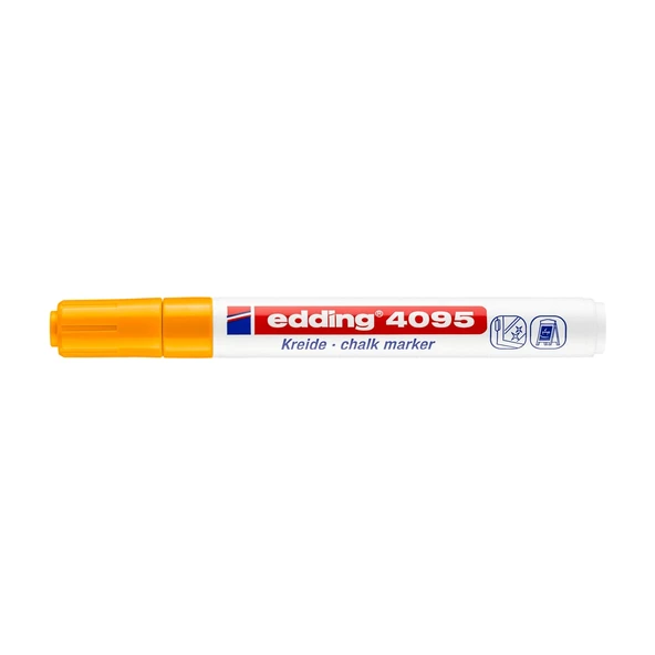 Edding Cam Kalemi 4095 Likit Tebeşir Kalemi (Sıvı Tebeşir) 2-3Mm Fosforlu Turuncu (10 Lu Paket) ürün görseli 1