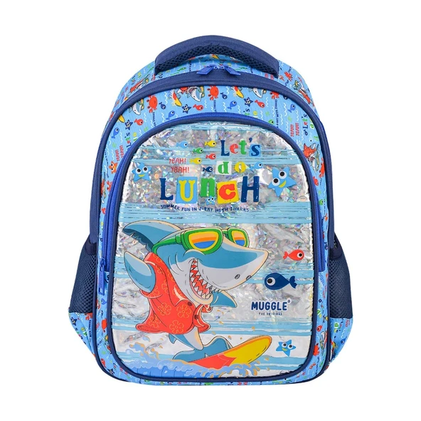 Muggle Okul Sırt Çantası Cute Shark Mavi Mu-0044 ürün görseli 1