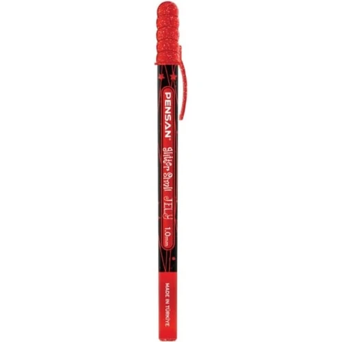 Pensan Jel Tükenmez Kalem Jely Glitter Simli Kırmızı 2800 (12 Li Paket) ürün görseli 1