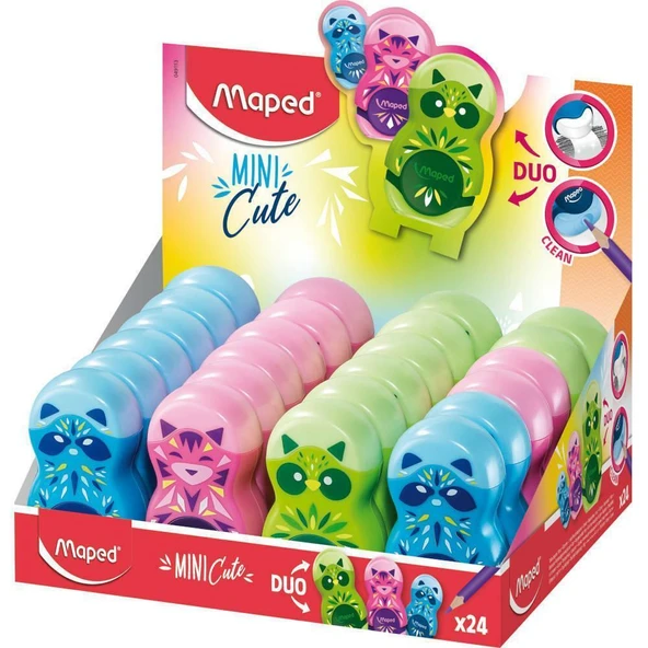 Maped Silgili Kalemtraş Mini Cute Tek Delikli 049113 (24 Lü Paket) ürün görseli 1