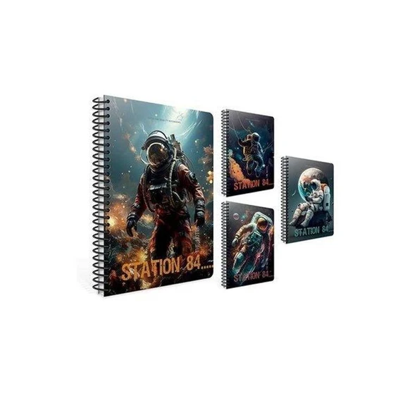 Gıpta Station Spiralli Karton Kapak Defter A4 80 Yaprak Kareli 7180 (Karışık Renk 1 Adet) ürün görseli 1