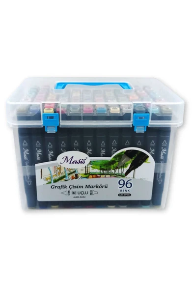Masis Grafik Çizim Markör Kalemi Twin Çift Uçlu 0,2 Mm - 0,5 Mm 96 Renk Pp ÇM-PP96 ürün görseli 1