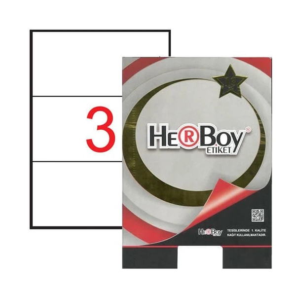 Herboy Laser Etiket 100 Yaprak 210X99 Mm Laser-Copy-İnkjet HB-1003 ürün görseli 1