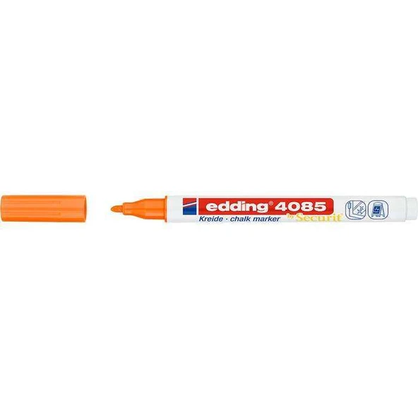 Edding Cam Kalemi 4085 Likit Tebeşir Kalemi (Sıvı Tebeşir) 1-2Mm Fosforlu Turuncu (10 Lu Paket) ürün görseli 1