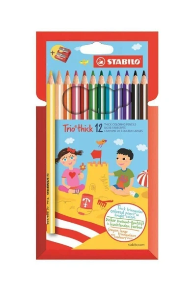 Stabilo Trio Thick Kuru Boya Kalemi 12 Renk + Kalemtıraş Hartung 203/2-12 ürün görseli 1