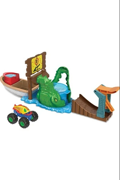 Mattel Oyuncak Hot Wheels Monster Trucks Renk Değiştiren Araçlar Timsahdan Kaçış Oyun Seti HGV14 ürün görseli 1