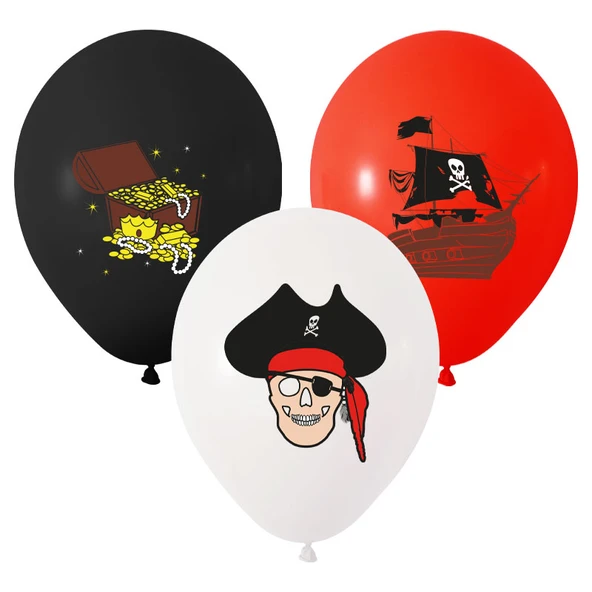 Bafix Balon 3+0 Korsan Baskılı 12" Pastel (100 Lü Paket) ürün görseli 1